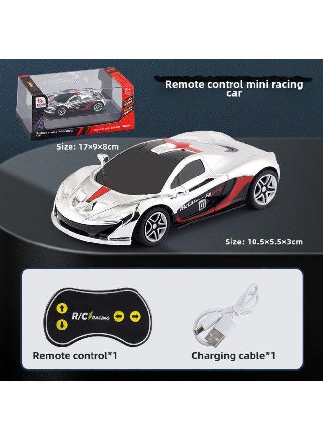 Haotian 2023 Ultra-small Mini Gold-plated McLaren Racing Light Pocket Remote Control Car Model Car-Color:Silver Red 2.4g  - Image 1