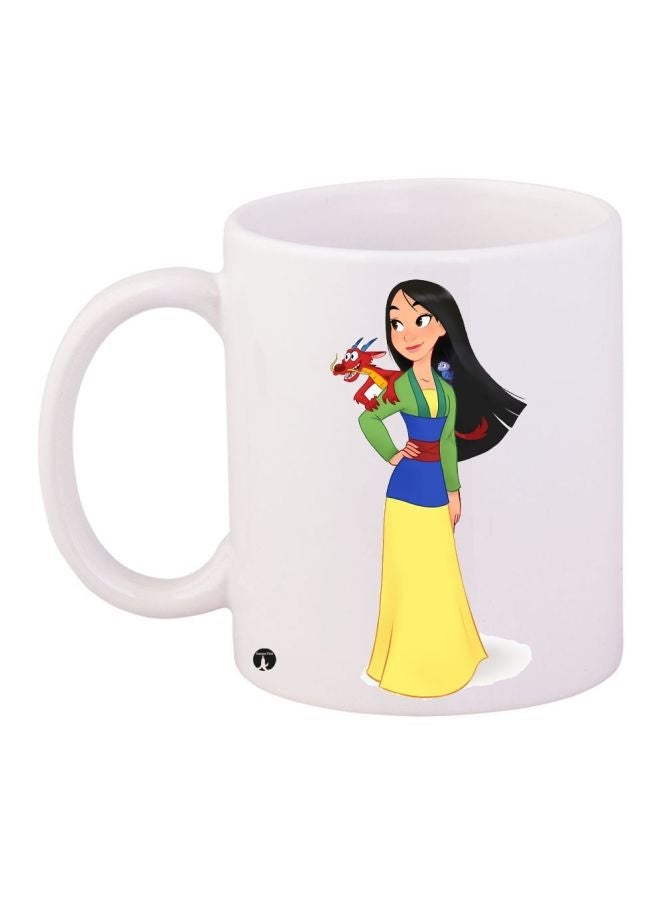 RYN Cartoon Printed Coffee Mug White/Yellow/Blue 11ounce