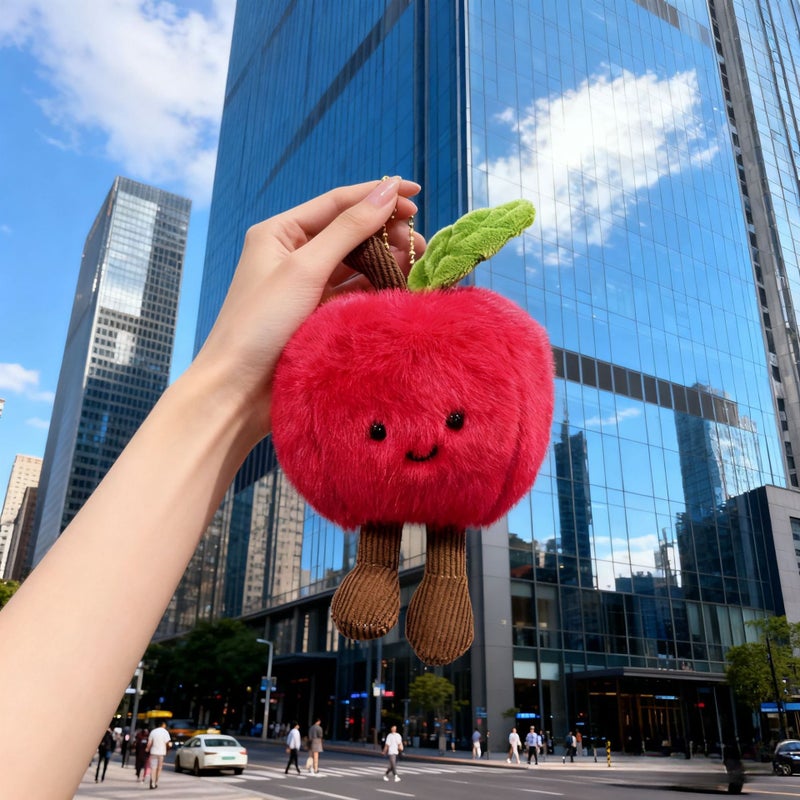Creative Fruit Series Plush Apple Keychain Doll - Image 1