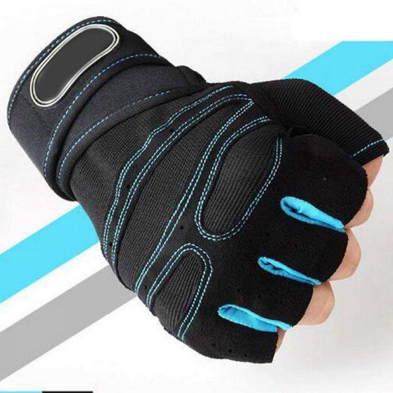 LAFILLETTE Shockproof Anti-Slip Outdoor Professional Road Bike Bicycle Half Finger Cycling Gloves for Men Sport Gloves (Blue, Microfiber) - Image 3