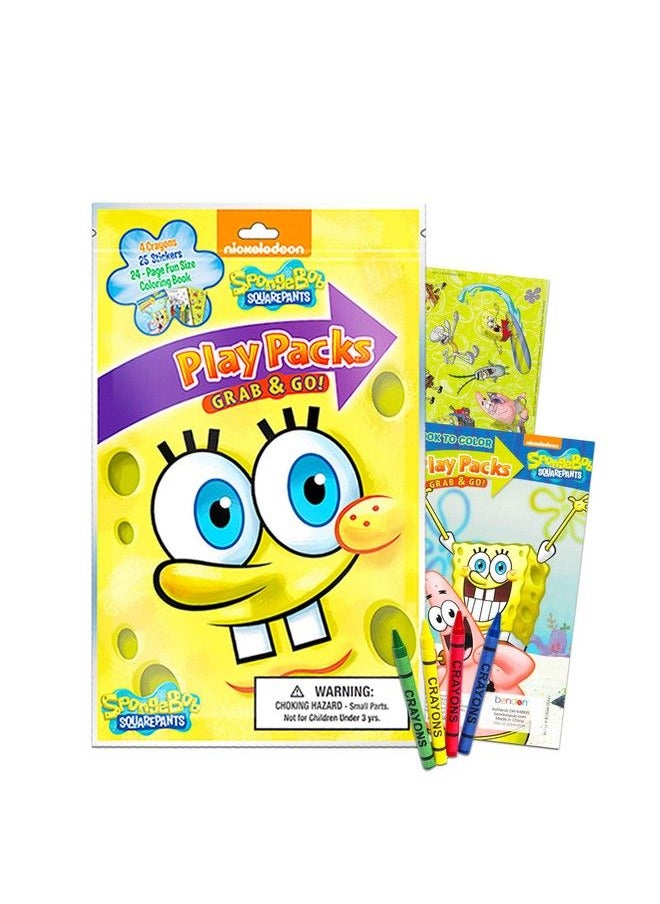 Spongebob Squarepants - Nickelodeon Spongebob Squarepants Party Favors Pack ~ Bundle Of 12 Spongebob Squarepants Play Packs With Stickers Coloring Books Crayons Stamper (Spongebob Party Supplies) - Image 1