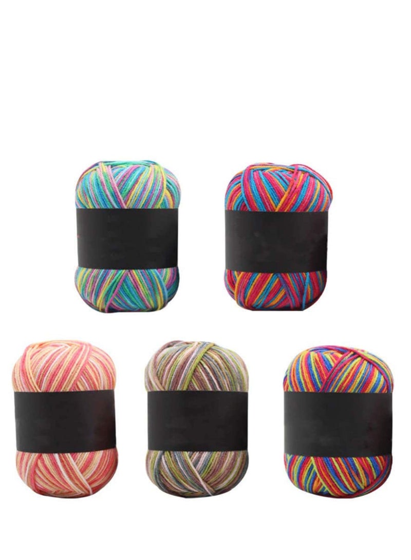Multi-Colored Acrylic Crochet Yarn Set of Five for Knitting and Weaving - Image 1