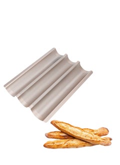 Baguette Pans for Baking, Carbon Steel 3 Loaf Nonstick Baking Tray French & Italian Perforated Bread Pan Non-Stick