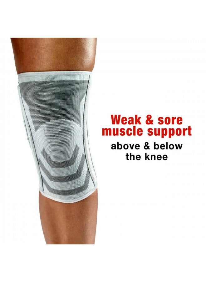 ACE Compression Knee Brace w/Side Stabilizers, Support Injured Knee With Mild Compression. Breathable Properties Let Sweat Escape, Small, White/Gray - Image 5
