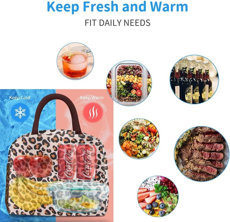 KIKA Polyester, Insulation Foil HOMS Insulated Lunch Bag for Office Women, Girls, and Kids (Leopard Print), 10 Liters, Navy Blue - Image 4