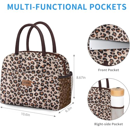 KIKA Polyester, Insulation Foil HOMS Insulated Lunch Bag for Office Women, Girls, and Kids (Leopard Print), 10 Liters, Navy Blue - Image 3