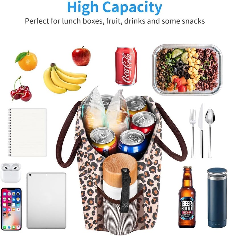 KIKA Polyester, Insulation Foil HOMS Insulated Lunch Bag for Office Women, Girls, and Kids (Leopard Print), 10 Liters, Navy Blue - Image 2