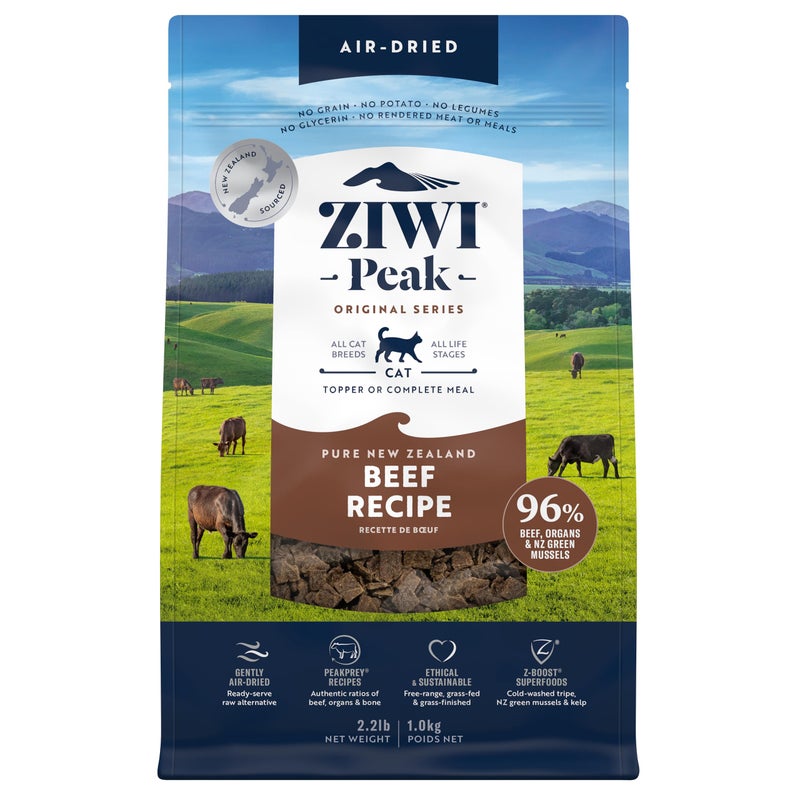 Ziwi طعام القطط المجفف بالهواء من ZIWI Peak - لحم البقر - طبيعي بالكامل، عالي البروتين، خالي من الحبوب، مكونات محدودة مع سوبر فود (35.2 أونصة) - Image 1