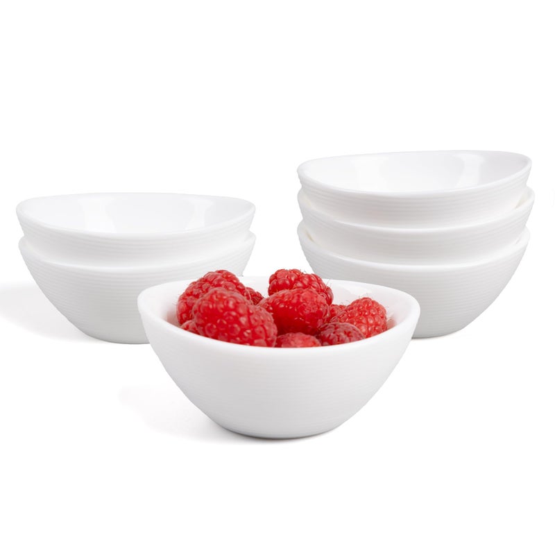 LaGlint 3 OZ White Dipping Bowl Set of 6, Opal Glass Small 3.5 inch Soy Sauce Dish, Mini Serving Pinch Bowls for Condiment Sushi Bread Ketchup BBQ Party - Image 1