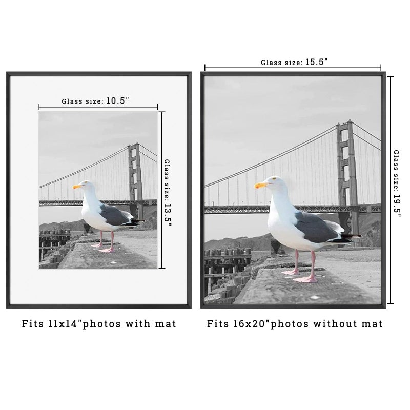 Frametory, 16x20 Metal Picture Frame with Mat for 11x14 Picture & Real Glass, Aluminum Photo Frame Collection (Black, 1 Pack) - Image 2