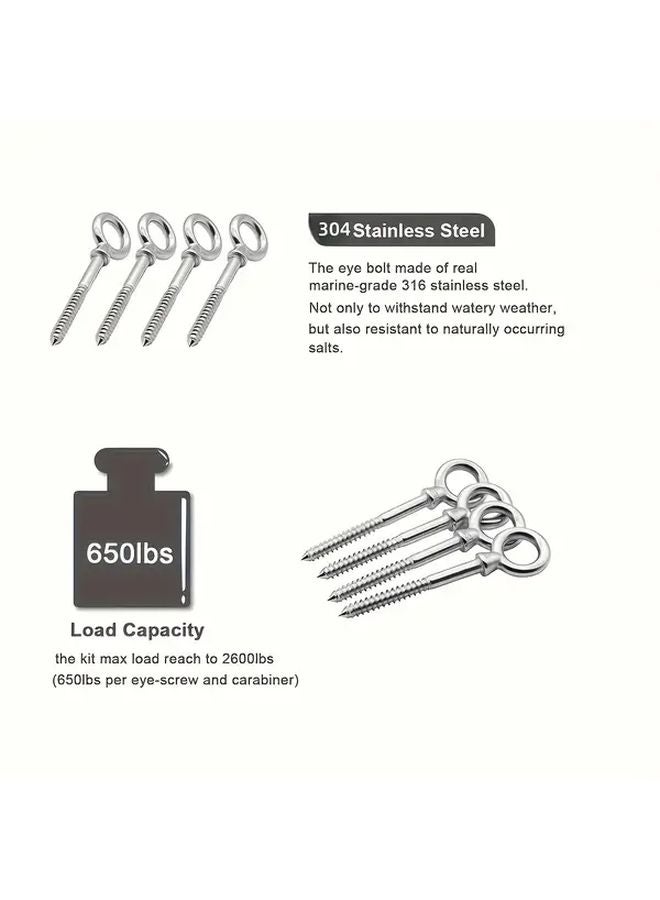 4pcs Heavy Duty Stainless Steel Eye Bolts M8x80 Thread Rust Resistant Silvery - Image 5
