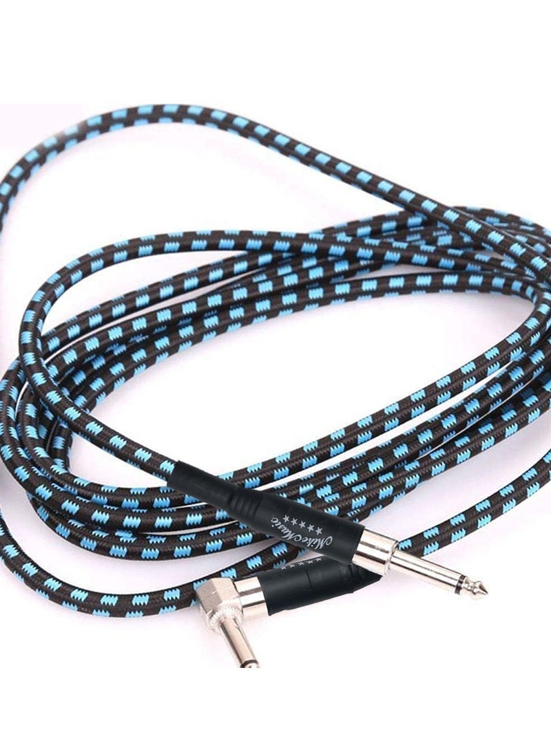 Mike Music Guitar Cable Instrument Cable Guitar Cord Electric Guitar Cable Guitar AMP Cord for Bass Guitar Keyboard 1/4 Inch Cable Right Angle Audio Instrument Cable - Black Blue - 10 Meters  - Image 4