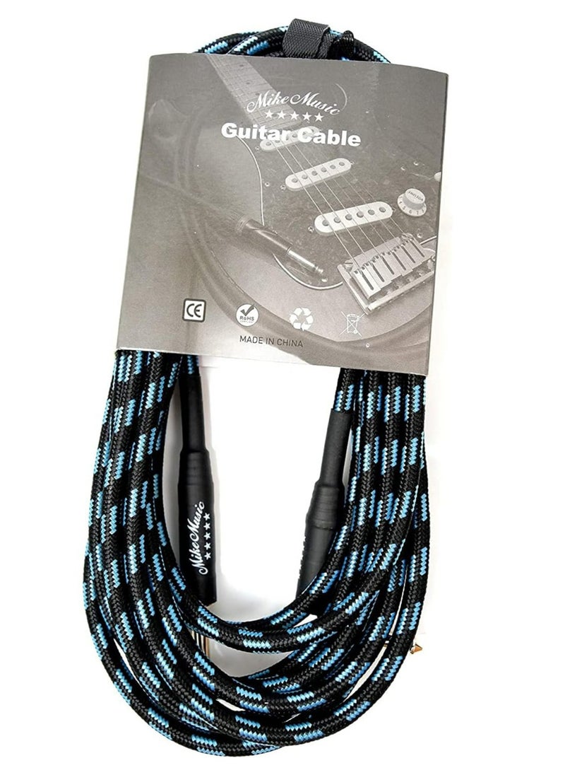 Mike Music Guitar Cable Instrument Cable Guitar Cord Electric Guitar Cable Guitar AMP Cord for Bass Guitar Keyboard 1/4 Inch Cable Right Angle Audio Instrument Cable - Black Blue - 10 Meters  - Image 3