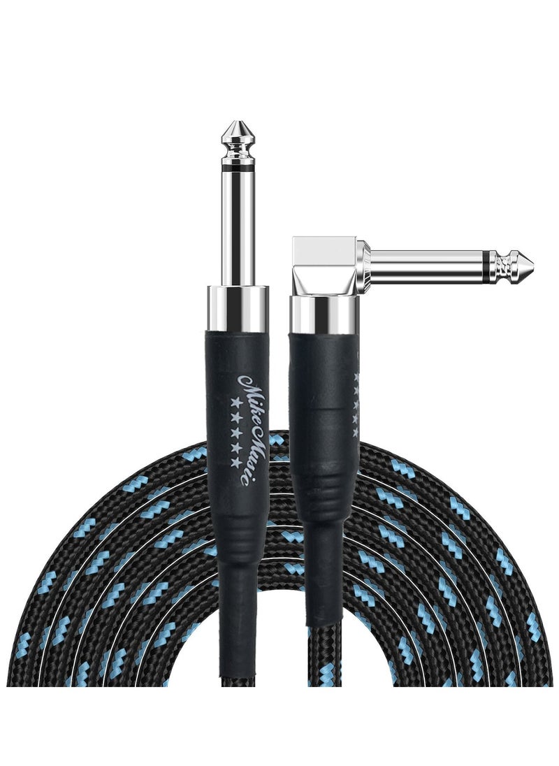 Mike Music Guitar Cable Instrument Cable Guitar Cord Electric Guitar Cable Guitar AMP Cord for Bass Guitar Keyboard 1/4 Inch Cable Right Angle Audio Instrument Cable - Black Blue - 10 Meters  - Image 1