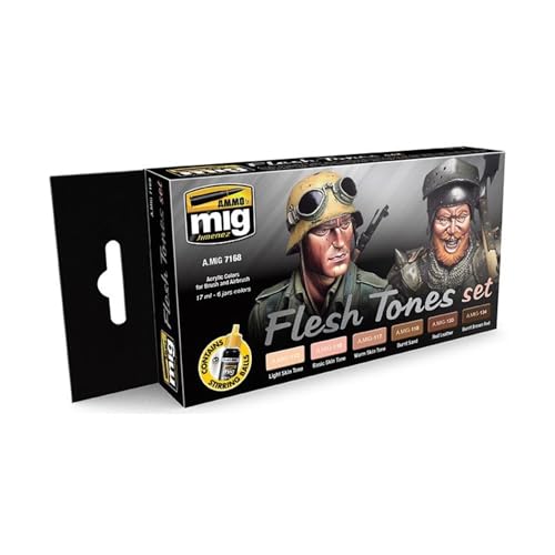 Mig Jimenez Ammo MIG7168 Flesh Tones Acrylic Paint Set Multicolour 17 ml Pack of 6 - Image 1