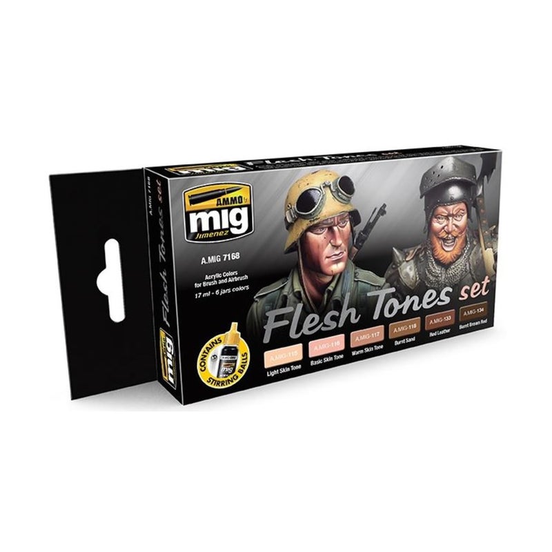 Mig Jimenez Ammo MIG7168 Flesh Tones Acrylic Paint Set Multicolour 17 ml Pack of 6 - Image 2