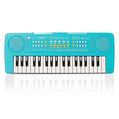 BIGFUN Keyboard Piano for Kids BIGFUN 37 Keys Toddler Piano Multifunction Music Educational Instrument Toy Electronic Kids Keyboard for 37 Year Old Girls and Boys Blue - Image 1