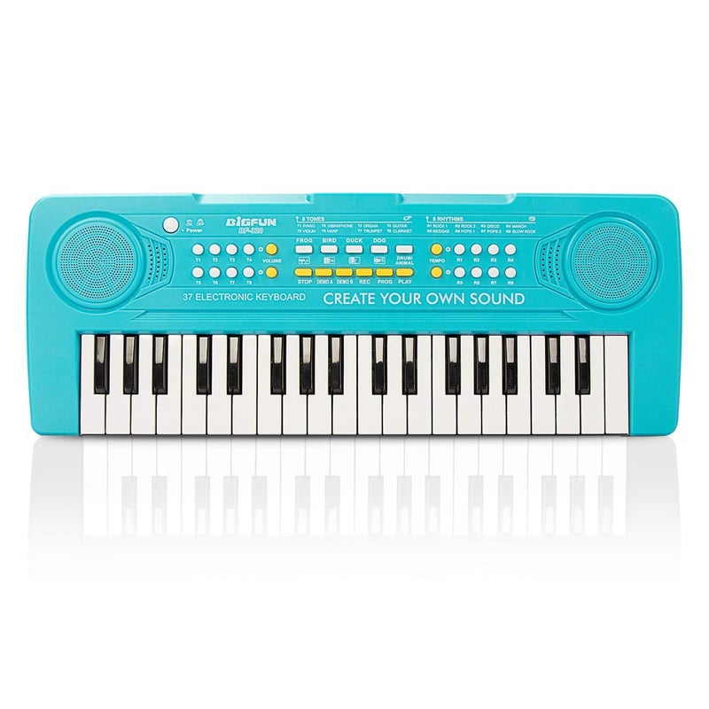 BIGFUN Keyboard Piano for Kids BIGFUN 37 Keys Toddler Piano Multifunction Music Educational Instrument Toy Electronic Kids Keyboard for 37 Year Old Girls and Boys Blue - Image 2