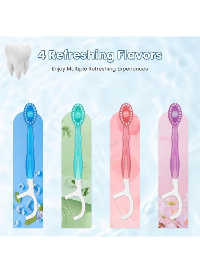 5 في 1 فرشاة أسنان صغيرة وخيط تنظيف الأسنان ومكشطة اللسان ومجموعة المسواك ، فرشاة أسنان وخيط تنظيف أسنان 5 في 1 ، مكشطة اللسان وعود أسنان ، فرش أسنان صغيرة يمكن التخلص منها أثناء التنقل - Image 5