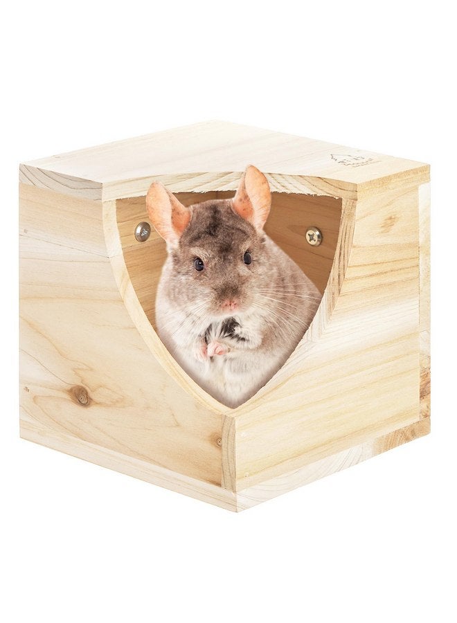 Yesland Yesland Wood Chinchilla House, Natural Square Small Animal Hideout Hut for Chinchilla, Squirrel, Sugar Gliders in Cage - 6.5 X 6.5 X 6.5 Inches - Image 1