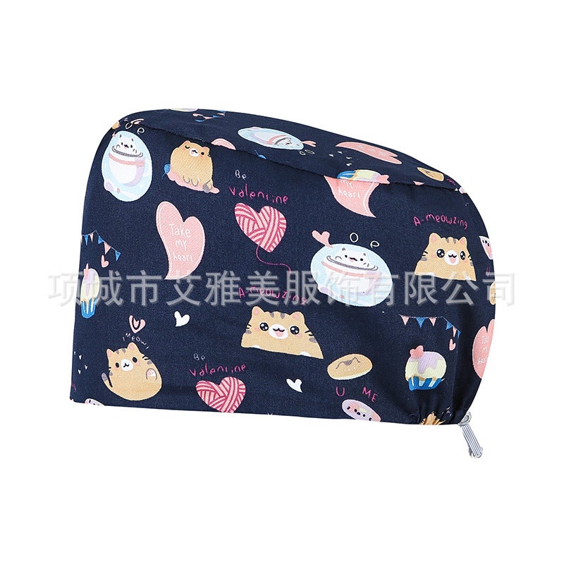 Surgical Cap Women'S Cotton Adjustable Breathable Cartoon Printed Pattern Operating Room Clinic Work Oral Dental Hat - Image 1