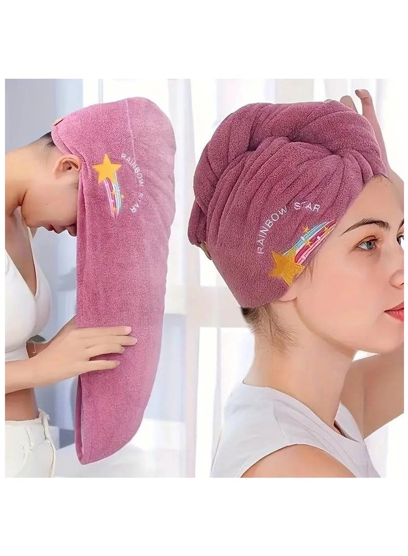 1 piece of coral fleece soft absorbent shower cap dry hair towel super absorbent quick-drying headband - Image 1