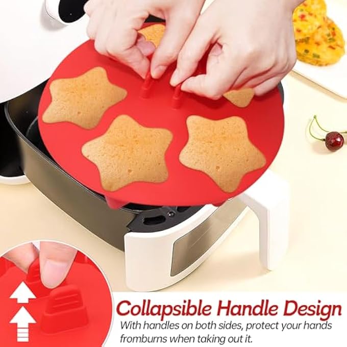 Silicone Air Fryer Muffin Pan For 5 Cup NonStick Cupcake Pan Just Pop Out Food Grade Fower Molds Silicone Baking Cups Perfect For Egg Muffin Cupcake 1Pcs100 Pcs Cellophane Bags - Image 5