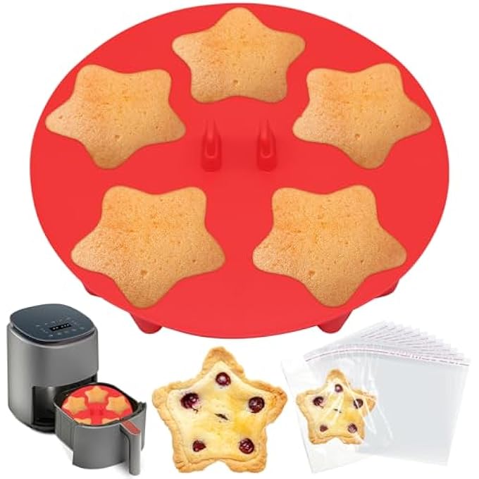 Silicone Air Fryer Muffin Pan For 5 Cup NonStick Cupcake Pan Just Pop Out Food Grade Fower Molds Silicone Baking Cups Perfect For Egg Muffin Cupcake 1Pcs100 Pcs Cellophane Bags - Image 1