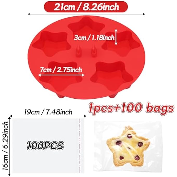Silicone Air Fryer Muffin Pan For 5 Cup NonStick Cupcake Pan Just Pop Out Food Grade Fower Molds Silicone Baking Cups Perfect For Egg Muffin Cupcake 1Pcs100 Pcs Cellophane Bags - Image 2