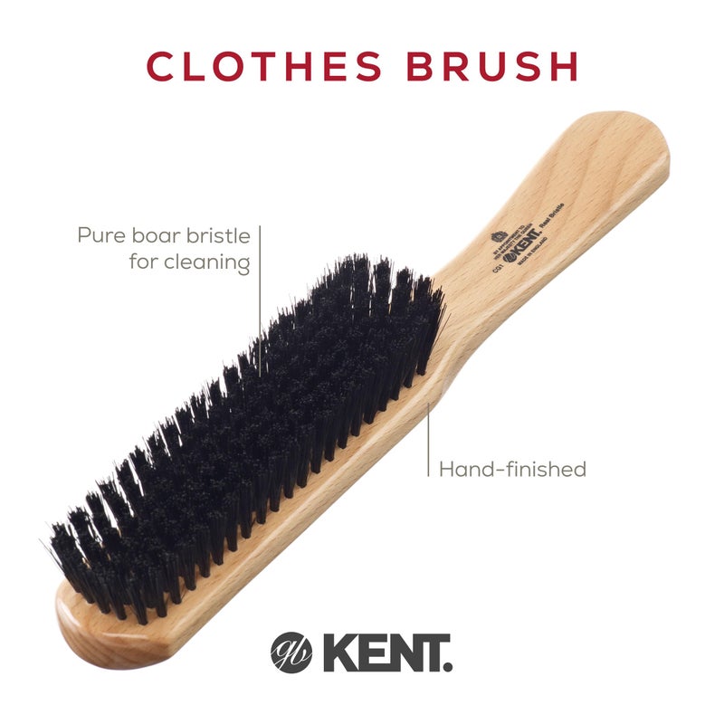 KENT KENT CG1 Handcrafted Cherrywood 100% Natural Black Bristle Clothes Brush and Lint Remover for Cashmere, Wool, and Silk - Sweater Fuzz Remover, Suede Brush, and Lint Brush for Pet Hair  - Image 4