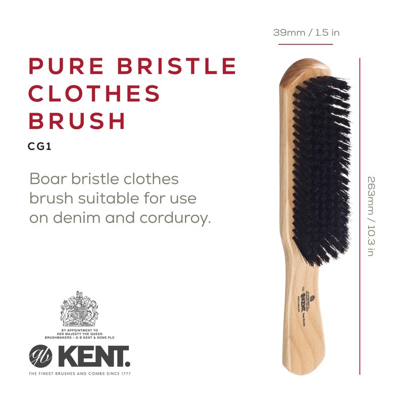 KENT KENT CG1 Handcrafted Cherrywood 100% Natural Black Bristle Clothes Brush and Lint Remover for Cashmere, Wool, and Silk - Sweater Fuzz Remover, Suede Brush, and Lint Brush for Pet Hair  - Image 2