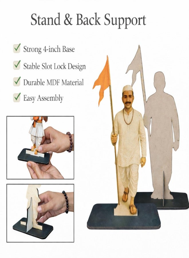 DIGI ART'S Digi Arts Varkari Wari Standee Set | MDF Cutout Figurines of Vithal and 6 Varkari | 8 Inch Decorative Standies for Ganpati Decor, Wari Theme, Mandir & Festival Decoration (Set of 7) - Image 4