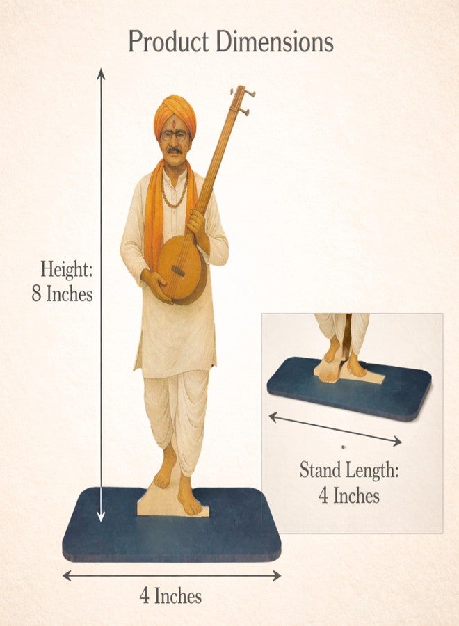 DIGI ART'S Digi Arts Varkari Wari Standee Set | MDF Cutout Figurines of Vithal and 6 Varkari | 8 Inch Decorative Standies for Ganpati Decor, Wari Theme, Mandir & Festival Decoration (Set of 7) - Image 3