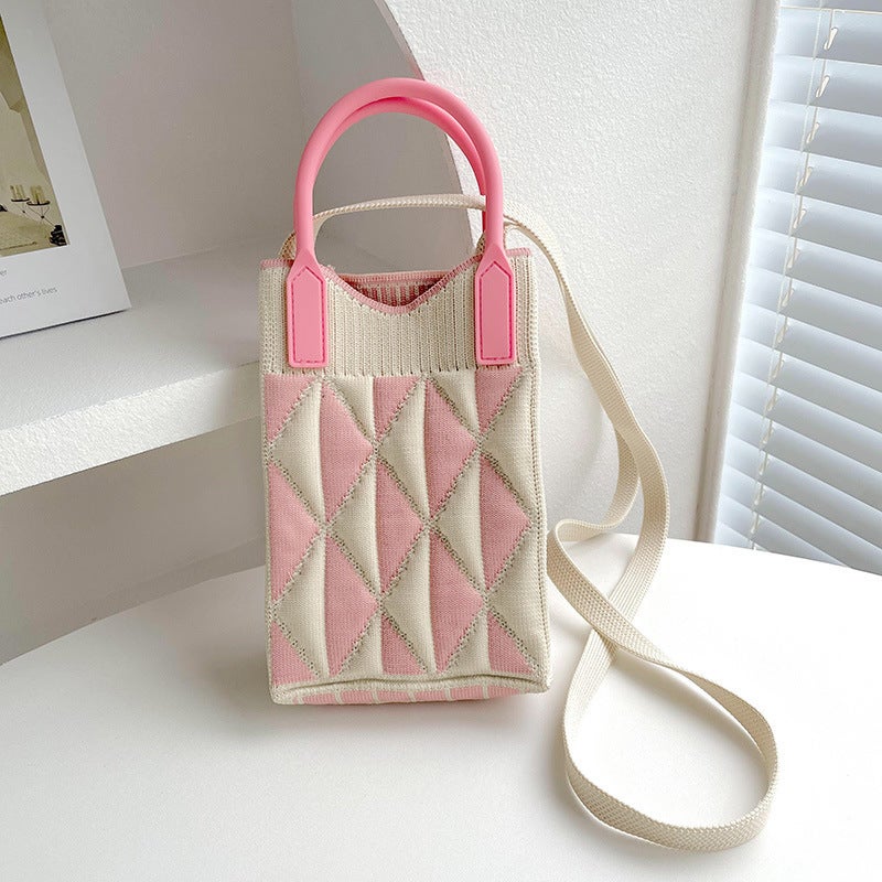 2025 Spring Fly Knitted Tote Bag Girl'S Love Mobile Phone Bag Wool Knitted Small Square Bag Crossbody Bag Textured Bag - Image 4
