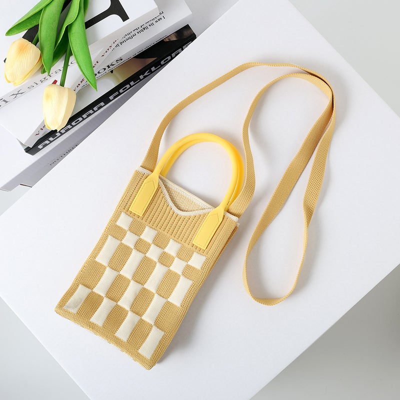 2025 Spring Fly Knitted Tote Bag Girl'S Love Mobile Phone Bag Wool Knitted Small Square Bag Crossbody Bag Textured Bag - Image 5