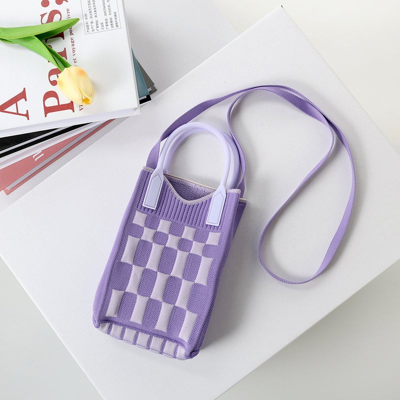 2025 Spring Fly Knitted Tote Bag Girl'S Love Mobile Phone Bag Wool Knitted Small Square Bag Crossbody Bag Textured Bag - Image 1