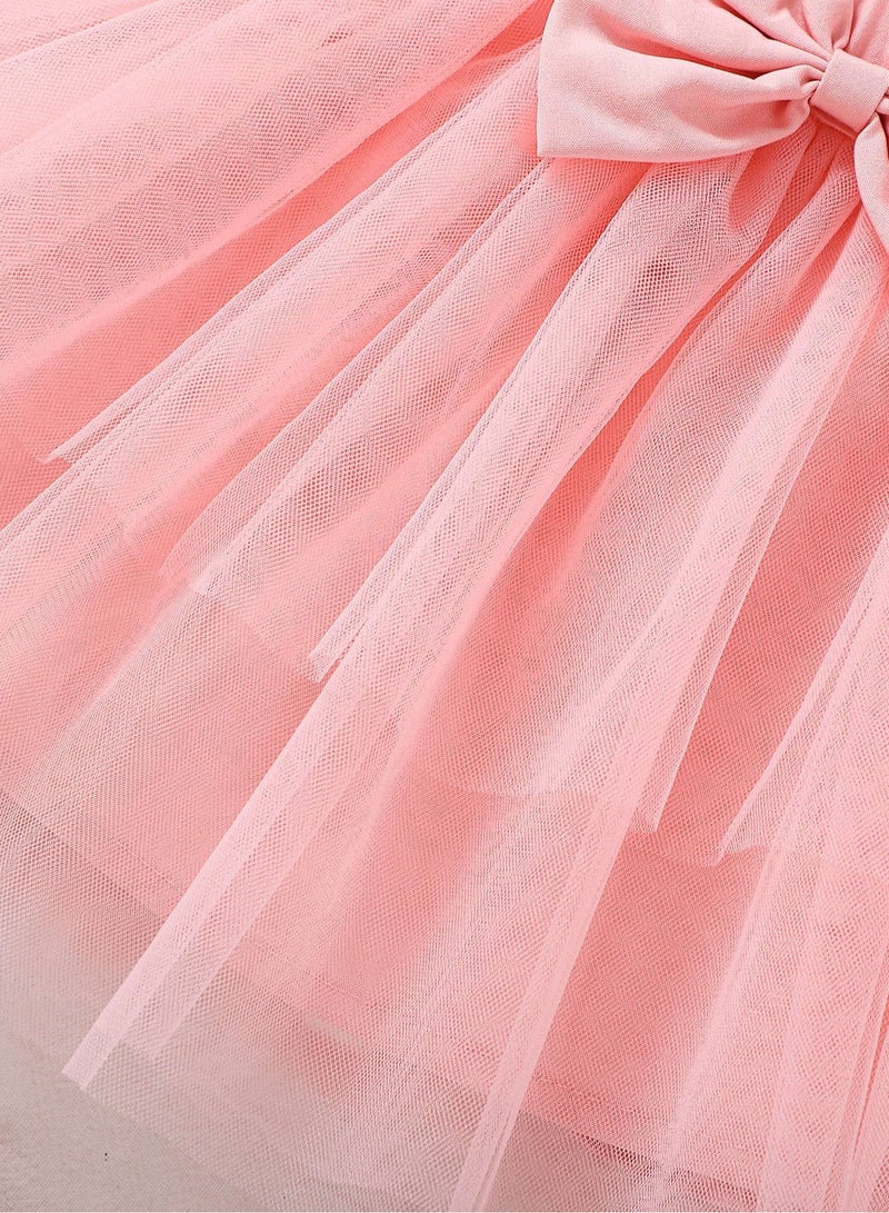 طقم توب وردي بتطريز ورود وتنورة تول منفوشة للبنات عمر 2–3 سنوات (100 سم) – مثالي لحفلات أعياد الميلاد، احتفالات العيد، التجمعات العائلية والخروج للمول - Image 5