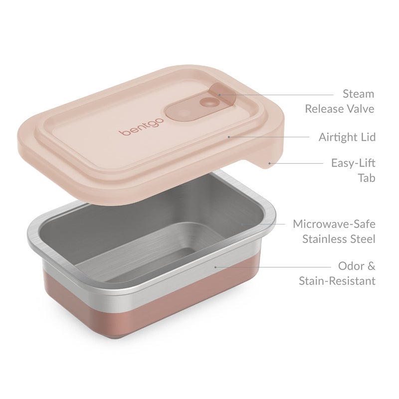 Bentgo® MicroSteel® Heat & Eat Container - Microwave-Safe, Sustainable & Reusable Stainless Steel Food Storage Container with Airtight Lid for Eco-Friendly Meal Prepping (Snack Size - 2 Cups) - Image 5