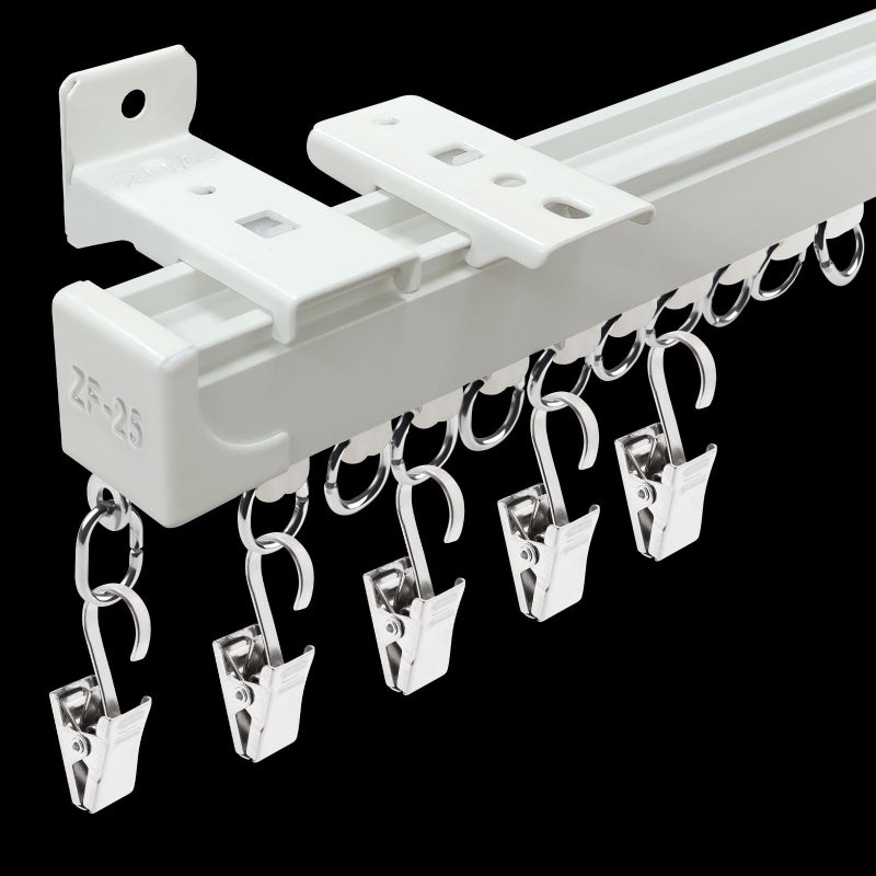 YMDparts Curtain Track Ceiling Mount Heavy Duty Curtain Rail Ceiling Curtain Track or Wall 6 FT Room Divider Track White with Clips Suitable for Living Room Bedroom Bathroom - Image 2