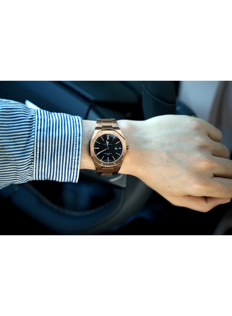SAPPHERO Men's Watch Octagonal Stainless Steel Luminous Wristwatch Luxury Analog Quartz Watch for Men with Date Elegant Mens - Image 3