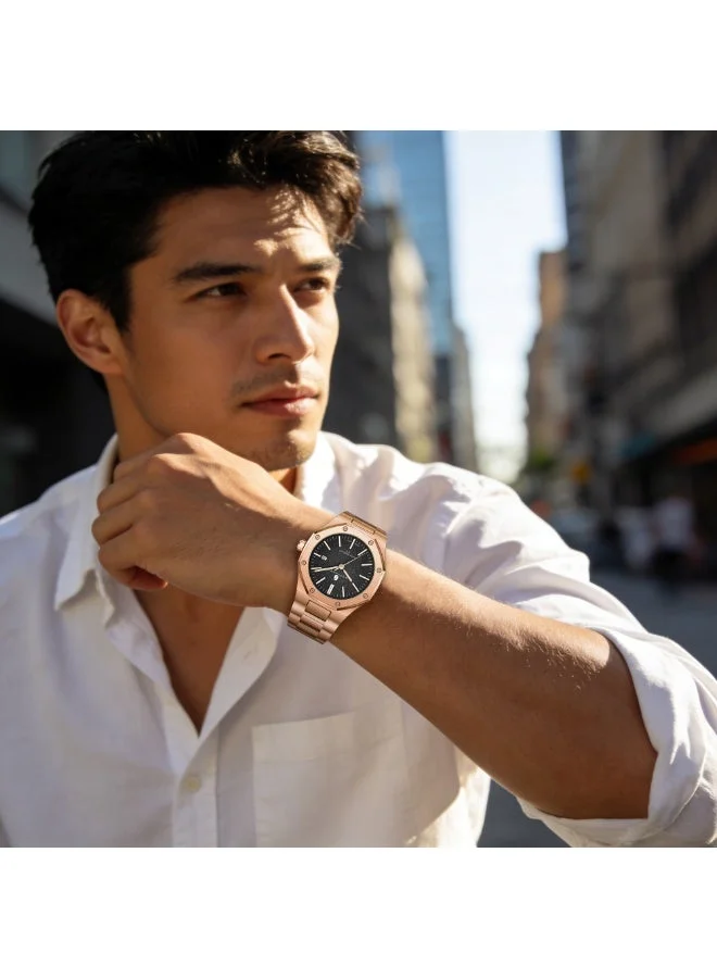 Sapphero SAPPHERO Men's Watch Octagonal Stainless Steel Luminous Wristwatch Luxury Analog Quartz Watch for Men with Date Elegant Mens