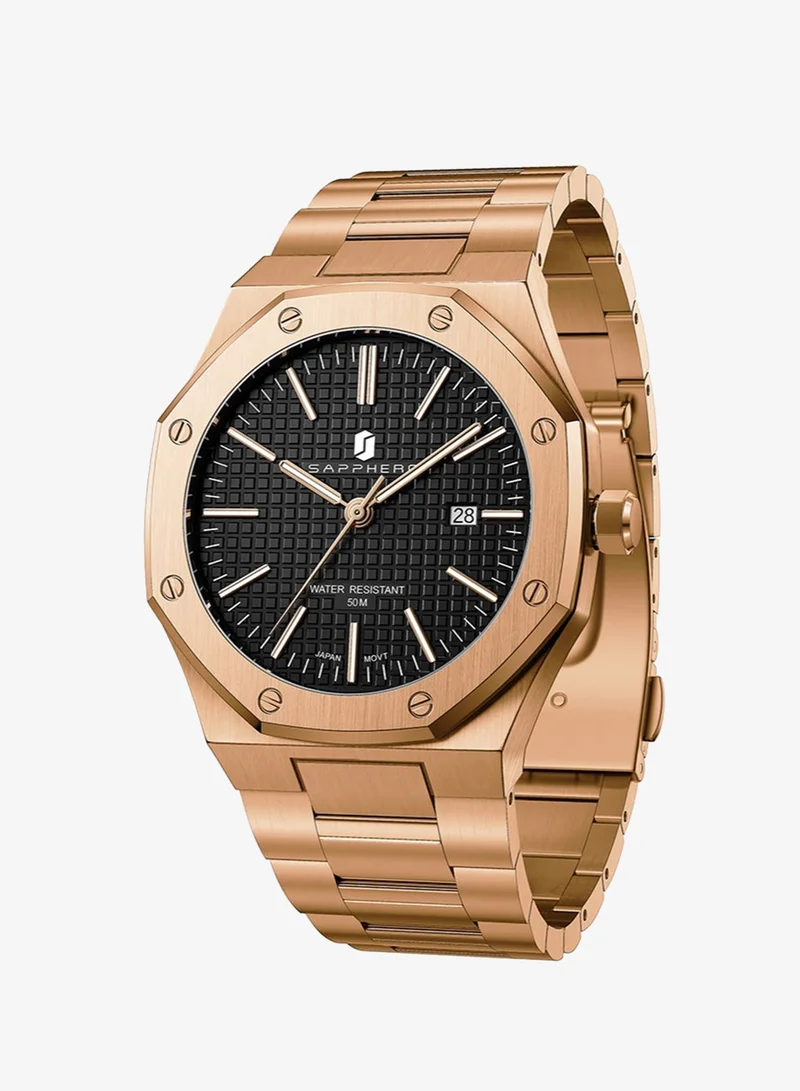 Sapphero SAPPHERO Men's Watch Octagonal Stainless Steel Luminous Wristwatch Luxury Analog Quartz Watch for Men with Date Elegant Mens