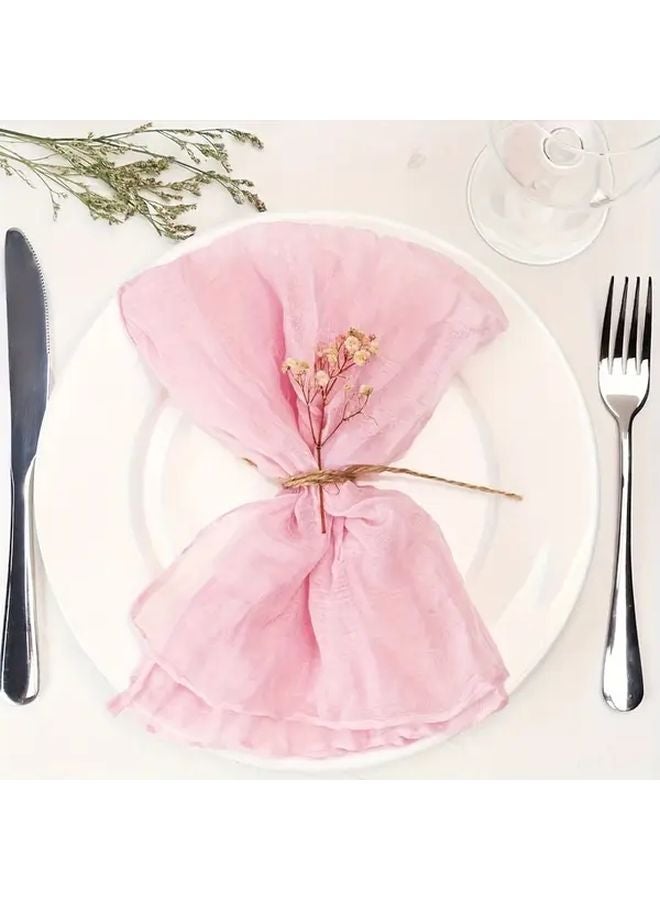 Pink Bohemian Cheese Cloth Napkins 6 Pack Polyester Woven Table Linens For Wedding Party Dinner - Image 1