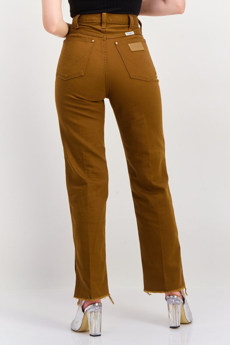 Wrangler Women Regular Fit Mid Rise Straight Leg No Stretch Jeans, Brown - Image 3