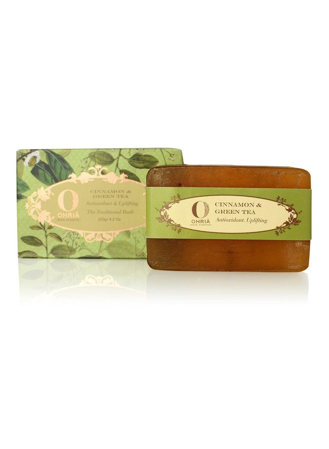 OHRIA Ayurveda Cinnamon & Green Tea Bathing Bar ; Antioxidant & Uplifting 120G - Image 2