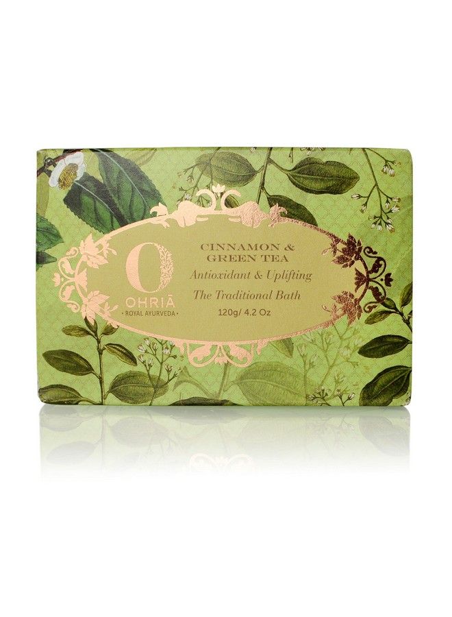 OHRIA Ayurveda Cinnamon & Green Tea Bathing Bar ; Antioxidant & Uplifting 120G - Image 3