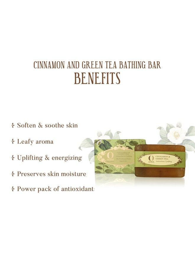 OHRIA Ayurveda Cinnamon & Green Tea Bathing Bar ; Antioxidant & Uplifting 120G - Image 5