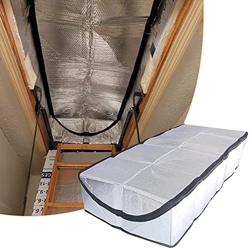 Papillon Attic Door Insulation Cover for Attic Ladder 25x54x11 Inch Fireproof Aluminum Foil Tent with Zipper Access - R-14.5 All-Season Energy Saver for Stairs Openings - Image 1