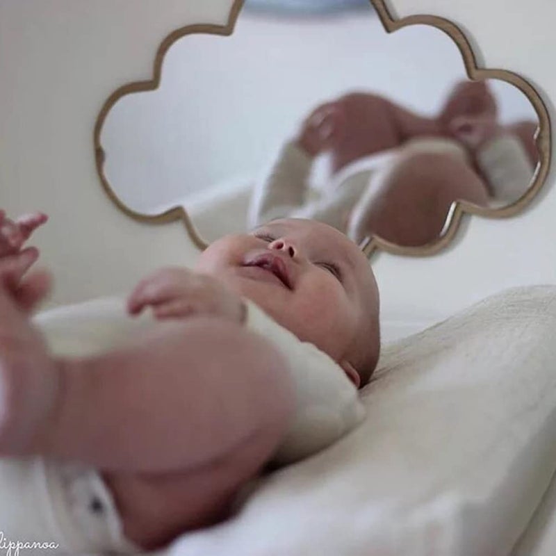 FOMIYES Mirror Cloud Wooden Mirror Cartoon Safety Shatterproof Mirrors Wall Sticker Nordic Bedroom Nursery Decoration Mirrors - Image 2