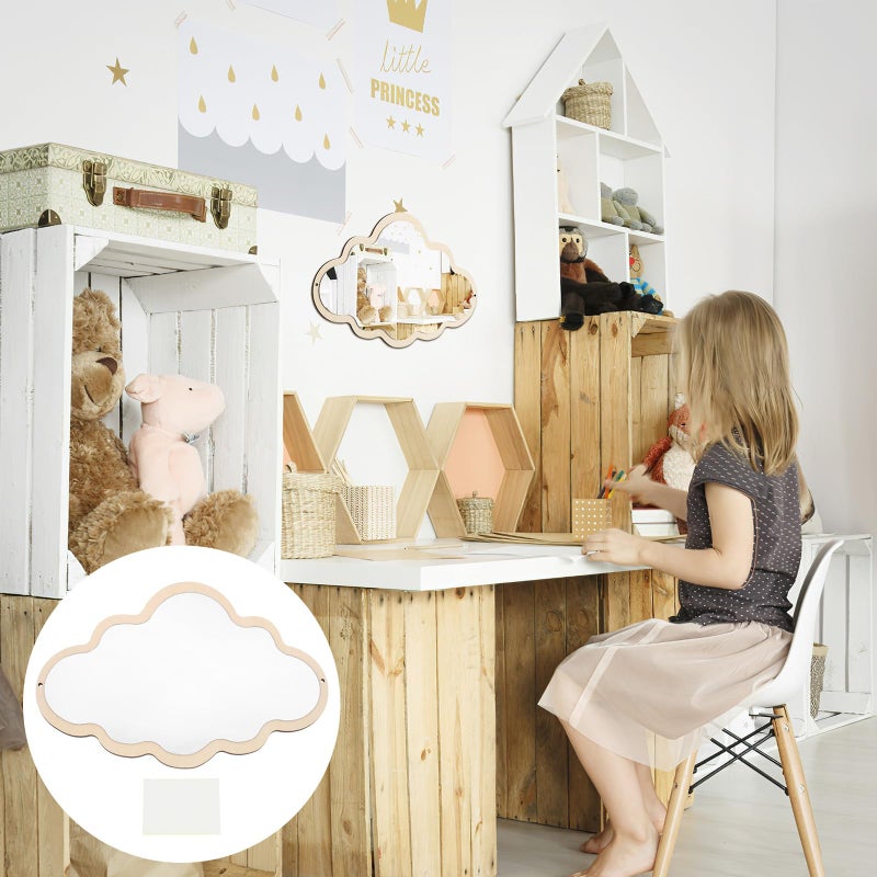 FOMIYES Mirror Cloud Wooden Mirror Cartoon Safety Shatterproof Mirrors Wall Sticker Nordic Bedroom Nursery Decoration Mirrors - Image 3